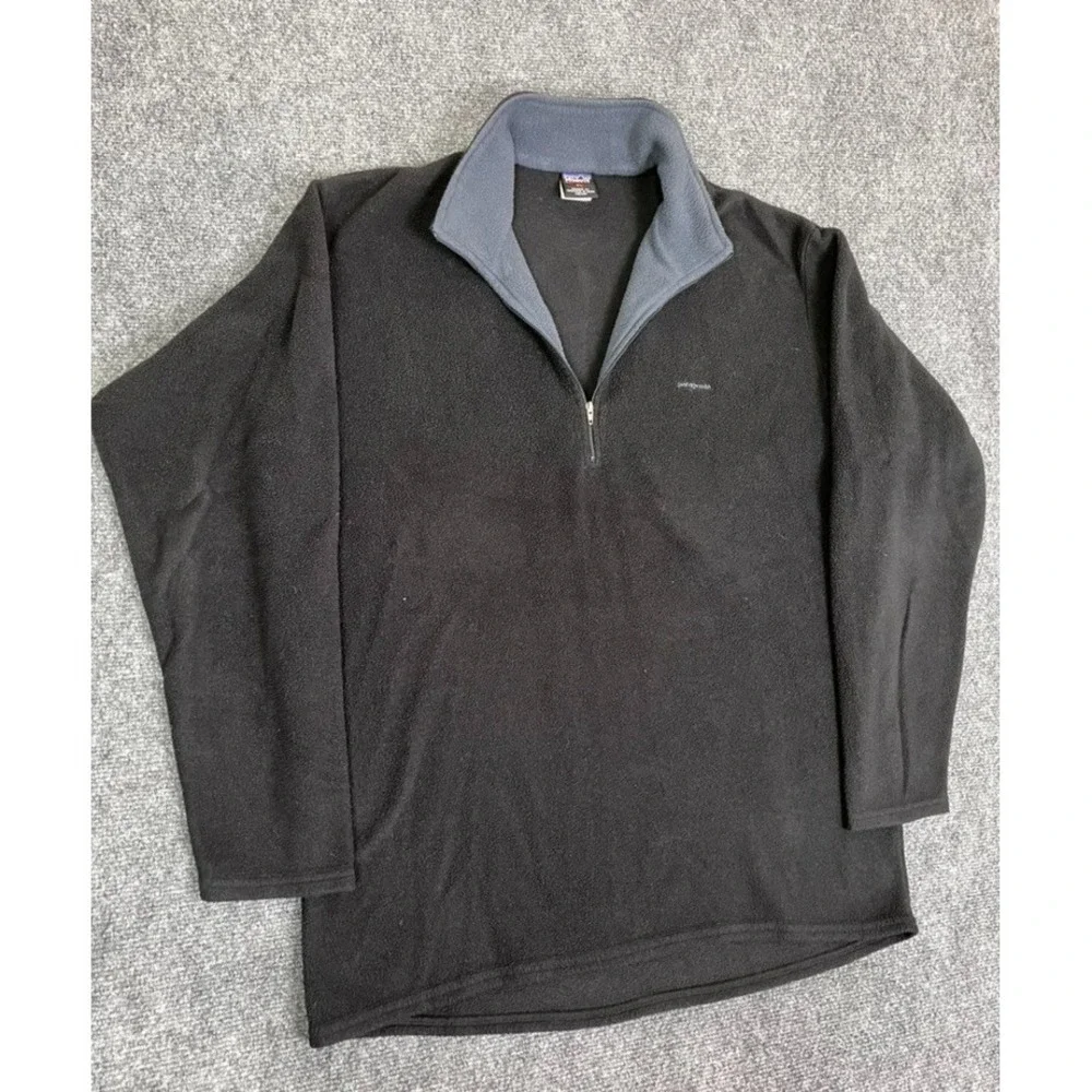 Patagonia Capilene Black Fleece 1/4 zip Polyester Long‎ Sleeve High Neck Size Xl
